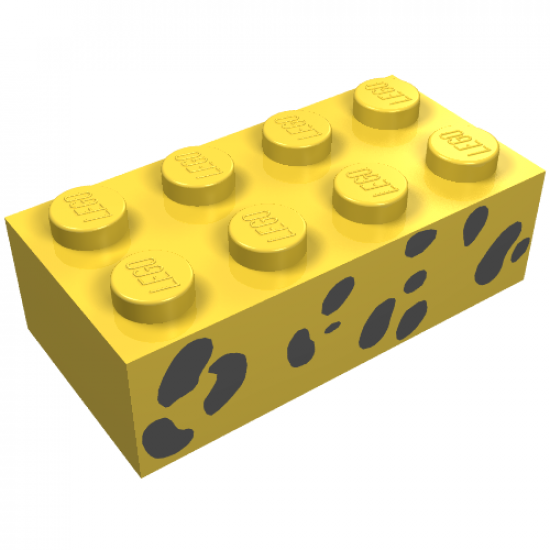 Brick 2 x 4 with Black Animal Spots Pattern