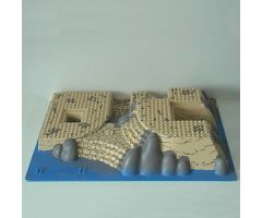 Baseplate, Raised 32 x 48 x 6 with Front and Back Steps and Rocks / Water / Sand Pattern (Set 7047)