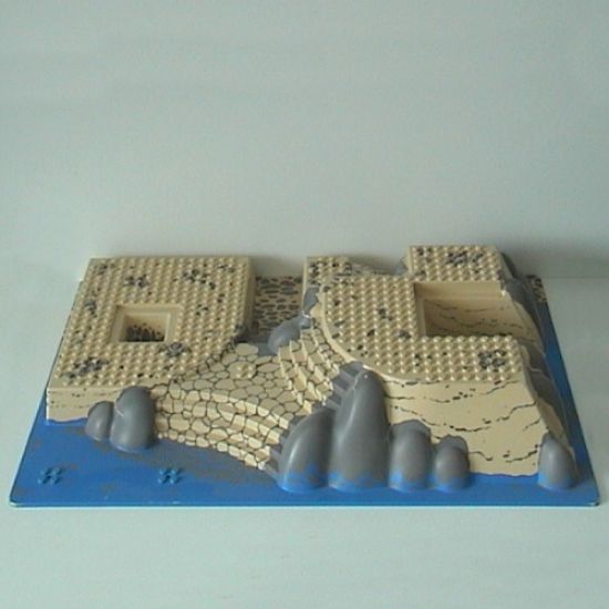 Baseplate, Raised 32 x 48 x 6 with Front and Back Steps and Rocks / Water / Sand Pattern (Set 7047)