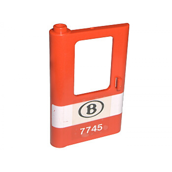 Door 1 x 4 x 5 Train Left with White Stripe and 'B 7745' Pattern (Sticker) - Set 7745