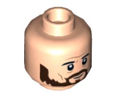 Minifigure, Head Dual Sided Dark Brown Eyebrows and Beard, Neutral / Fierce Pattern - Hollow Stud
