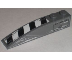 Slope, Curved 6 x 1 with Black and White Danger Stripes and Hatch Pattern Model Right (Stickers) - Set 8211