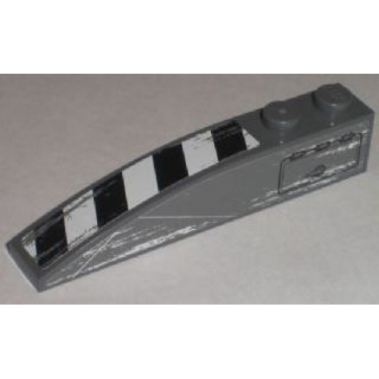 Slope, Curved 6 x 1 with Black and White Danger Stripes and Hatch Pattern Model Right (Stickers) - Set 8211