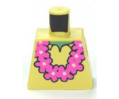 Torso SpongeBob with Sand Green Neck, Shirt Collar and Pink Lei Pattern