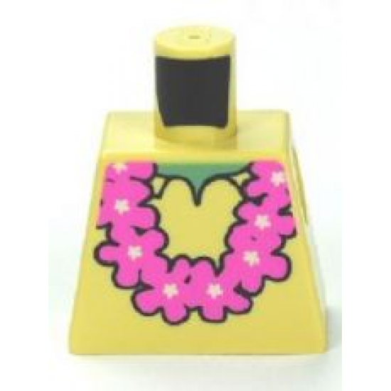 Torso SpongeBob with Sand Green Neck, Shirt Collar and Pink Lei Pattern