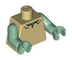 Torso SpongeBob with Sand Green Neck, Shirt Collar Pattern / Sand Green Arms / Sand Green Hands