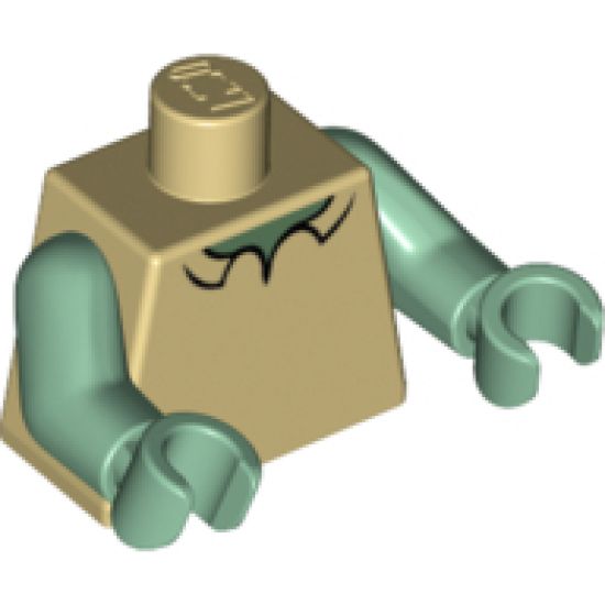 Torso SpongeBob with Sand Green Neck, Shirt Collar Pattern / Sand Green Arms / Sand Green Hands