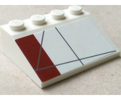 Slope 33 3 x 4 with Dark Red Rectangle Pattern Model Right Side (Sticker) - Set 10215