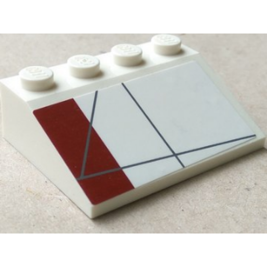 Slope 33 3 x 4 with Dark Red Rectangle Pattern Model Right Side (Sticker) - Set 10215