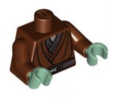 Torso SW Jedi Robe, Silver Snaffle Bit Buckle Pattern (Kit Fisto) / Reddish Brown Arms / Sand Green Hands