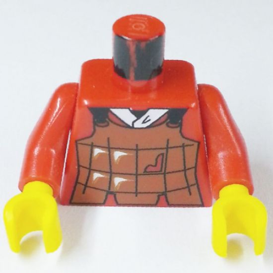 Torso Castle Ninja Armor Brown Leather Pattern (Robber) / Red Arms / Yellow Hands