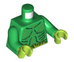 Torso Muscles Outline with Swamp Plants and Scales Pattern / Green Arms / Lime Hands