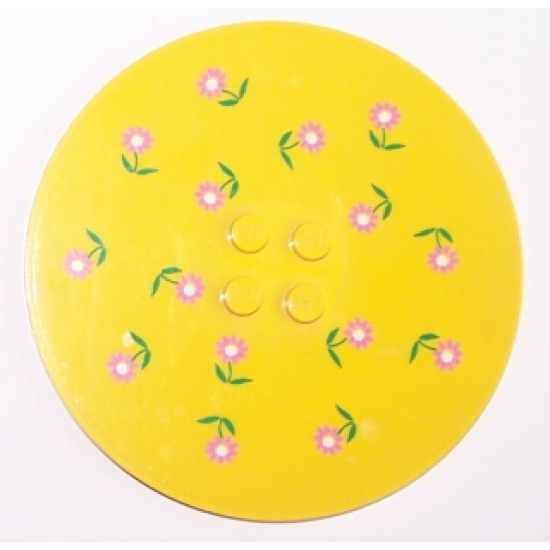 Tile, Round 8 x 8 with Pink Flowers Pattern (Sticker) - Set 5890