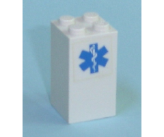 Brick 2 x 2 x 3 with EMT Star of Life Pattern (Sticker) - Set 7892