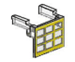 Garage Door Glass Assembly - Yellow Frame Pattern with Hinge Pins on Door