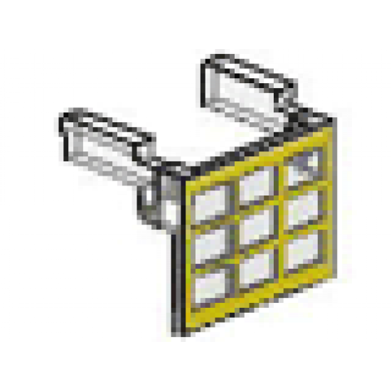 Garage Door Glass Assembly - Yellow Frame Pattern with Hinge Pins on Door