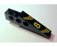 Technic Slope Long with Yellow '8' and Bent Stripes Pattern Model Left (Sticker) - Set 8425