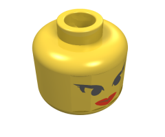 Minifigure, Head Female with Black Pointed Eyelashes, Red Lips Pattern - Blocked Open Stud