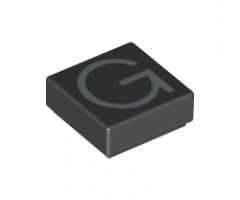 Tile 1 x 1 with Silver Capital Letter G Pattern