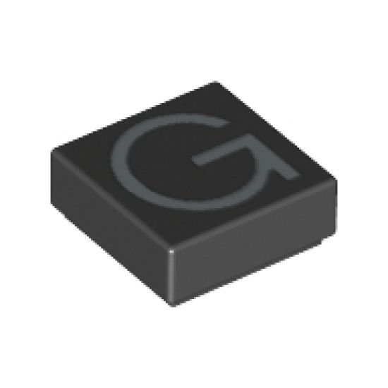 Tile 1 x 1 with Silver Capital Letter G Pattern