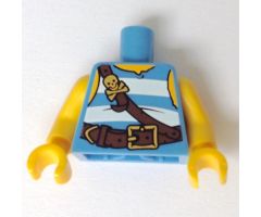 Torso Pirate Stripes White with Leather Straps with Skull and Crossbones Pattern / Yellow Arms / Yellow Hands