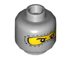 Minifigure, Head Balaclava with Eyes Hole Stitching Trim, Nose Hump, White Pupils Pattern - Blocked Open Stud