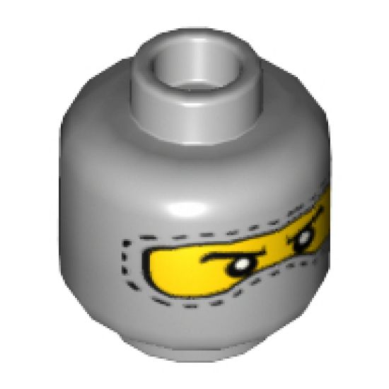 Minifigure, Head Balaclava with Eyes Hole Stitching Trim, Nose Hump, White Pupils Pattern - Blocked Open Stud