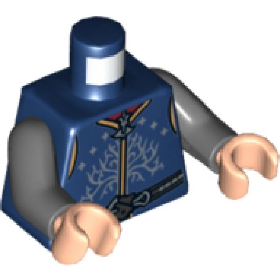 Torso LotR Vest with Silver Stars and Tree of Gondor Pattern (Aragorn) / Dark Bluish Gray Arms / Light Nougat Hands