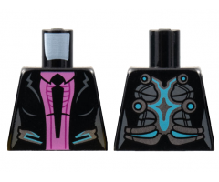 Torso Jacket with Silver and Medium Azure Trim, Dark Pink Shirt and Black Tie Pattern (Caila Phoenix)