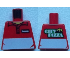 Torso Polo Shirt with White Panel and 'CITY PIZZA' on Reverse Pattern