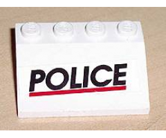Vehicle, Mudguard 3 x 4 Slope with 'POLICE' Red Line Pattern (Sticker) - Set 6398/6625