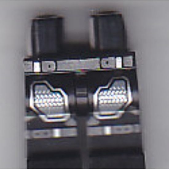 Hips and Legs with Dark Bluish Gray and Silver Belt, Armor and Knee Straps Pattern