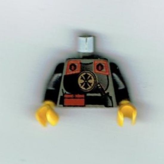 Torso Adventurers Orient Chinese Guard with Belt with Red Pocket and Knife Pattern / Black Arms / Yellow Hands