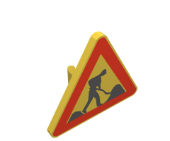 Road Sign 2 x 2 Triangle with Clip with Worker and 2 Piles Pattern