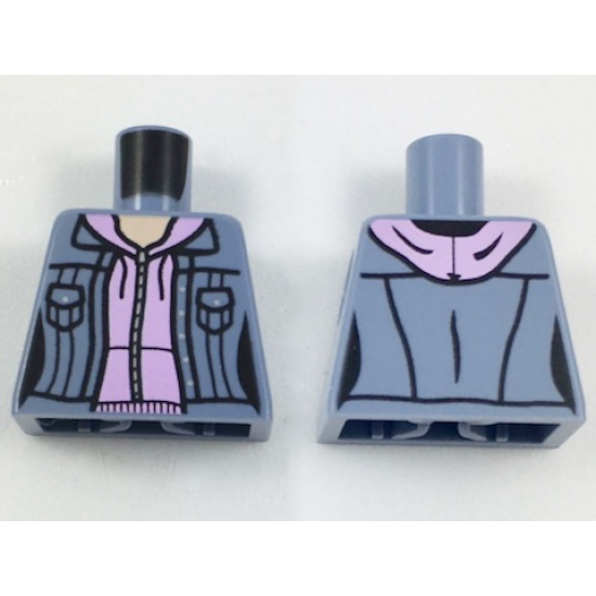 Torso Female Jacket Open over Lavender Sweater Pattern