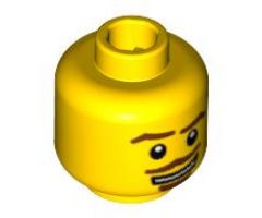 Minifigure, Head Brown Eyebrows, Goatee and Moustache, White Mouth and White Pupils Pattern - Blocked Open Stud