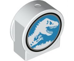 Duplo, Brick 1 x 3 x 2 Round Top, Cut Away Sides with Jurassic World Logo Pattern