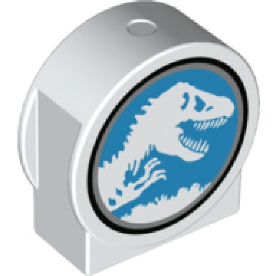 Duplo, Brick 1 x 3 x 2 Round Top, Cut Away Sides with Jurassic World Logo Pattern