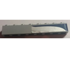 Brick 1 x 8 with Curved Dark Blue Line on Silver Background Pattern Model Right Side (Sticker) - Set 8635