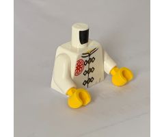 Torso Gi with 3 Gold Frog Clasps, Red Flower Symbol on Lapel and Back Pattern / White Arms / Yellow Hands