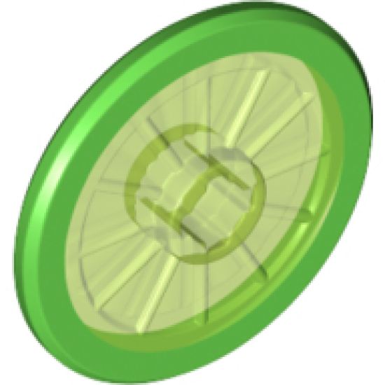 Wheel Wheelchair with Fixed Bright Green Hard Rubber Tire (1-Piece Wheel)
