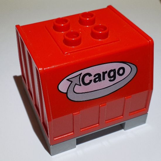 Duplo, Train Freight Container with Bottom Rails with Cargo Logo Pattern (Intelli-Train)