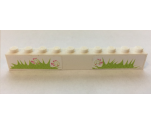 Brick 1 x 10 with Grass and Hearts Pattern (Stickers) - Set 7586