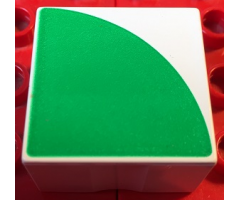 Duplo, Tile 2 x 2 x 1 with Shape Green Quarter Circle Pattern