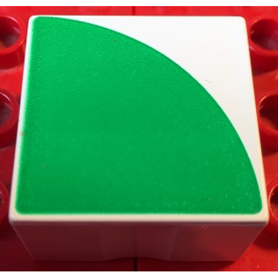 Duplo, Tile 2 x 2 x 1 with Shape Green Quarter Circle Pattern