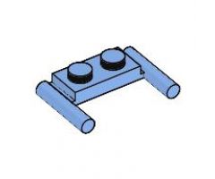 Plate, Modified 1 x 2 with Bar Handles - Flat Ends, Low Attachment