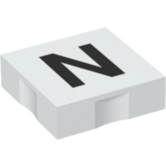 Duplo, Tile 2 x 2 with Black Capital Letter N Pattern