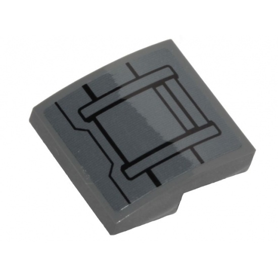Slope, Curved 2 x 2 with Black Ace TIE Interceptor Hull Plates Pattern (Sticker) - Set 75242