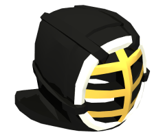 Minifigure, Headgear Helmet Ninjago Kendo with Gold Grille Mask and White Trim Pattern