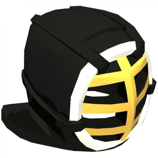 Minifigure, Headgear Helmet Ninjago Kendo with Gold Grille Mask and White Trim Pattern